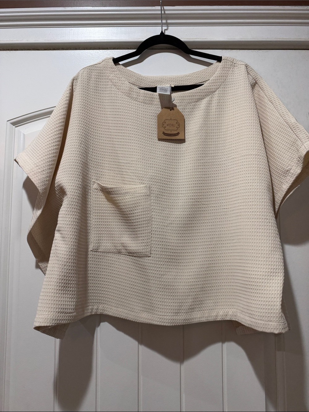 Kori Boxy Waffle Tunic in Cream